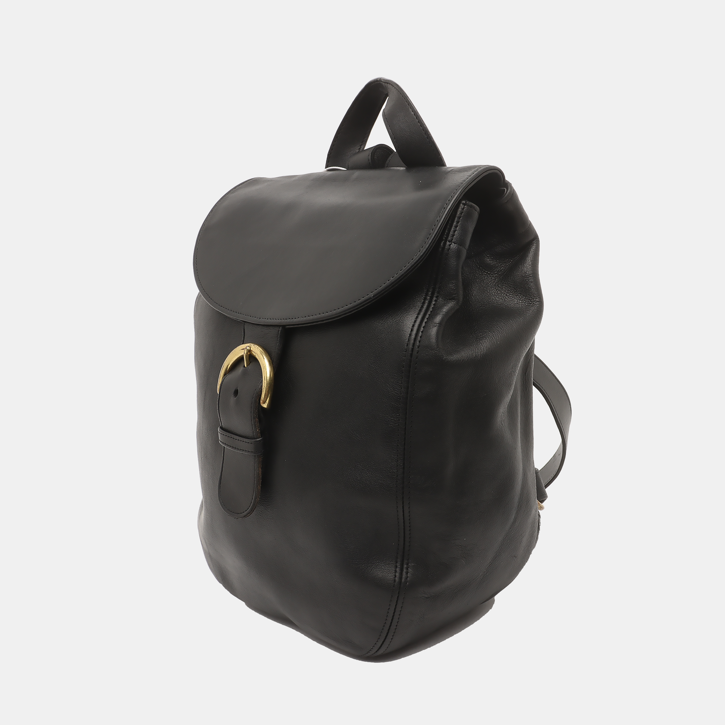COACH Black Leather Backpack Tote Bag Golden hardware-(SKU)-930797685