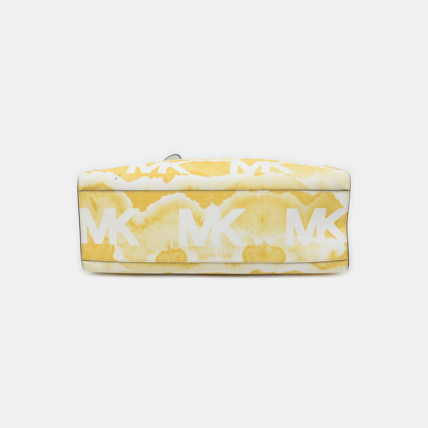 MICHAEL KORS Mercer Yellow Coated Canvas Monogrammed Single Shoulder Bag Handbag Golden hardware-(SKU)-937777221