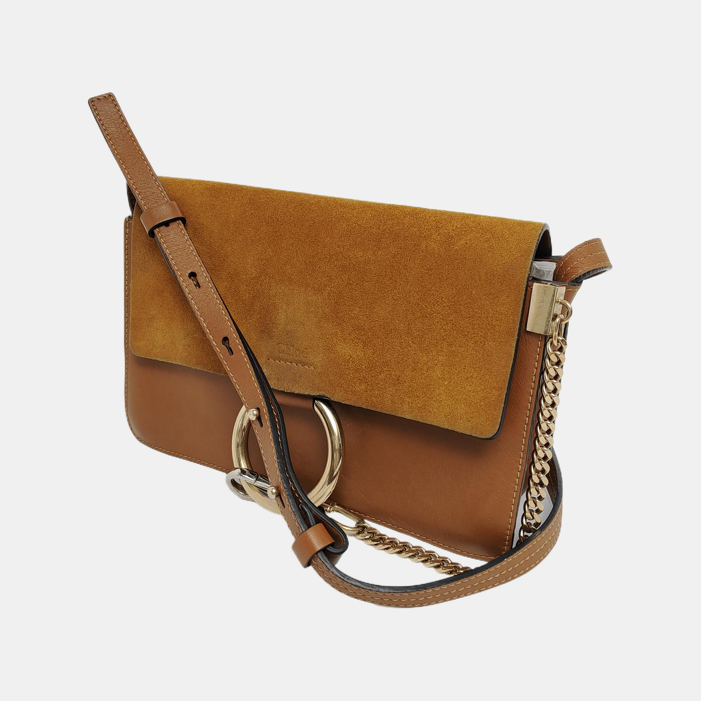 Chloé Faye Small size Brown Leather Crossbody Single Shoulder Bag Golden Silver Hardware-(SKU)-942554475