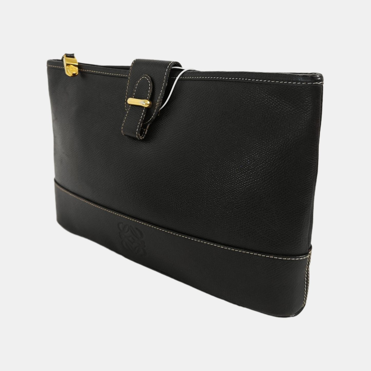LOEWE Black Cowhide Clutch Golden hardware-(SKU)-941331877