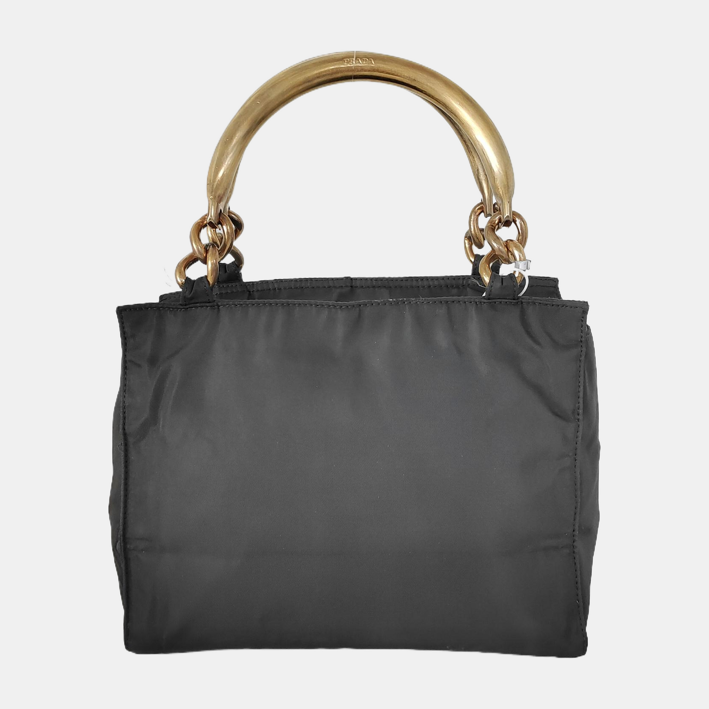 PRADA Black Nylon Single Shoulder Bag Tote Bag Golden hardware-(SKU)-941799323
