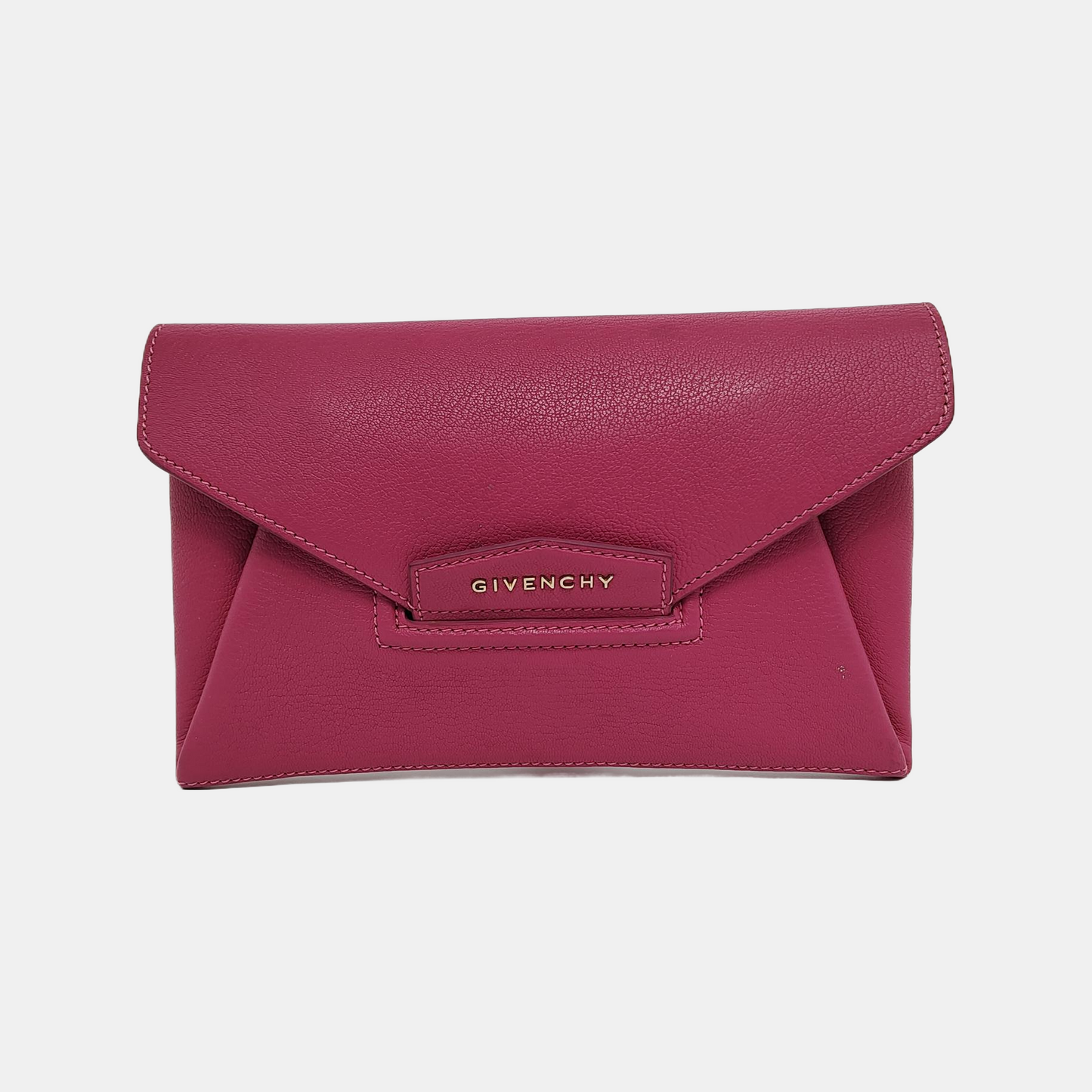 GIVENCHY Fuchsia Leather Clutch Golden hardware-(SKU)-942770885