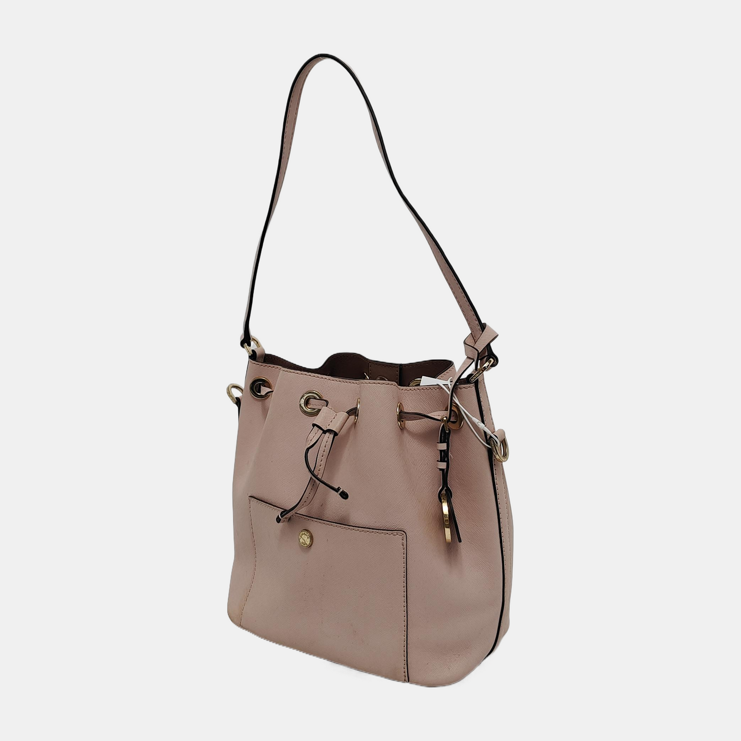 MICHAEL KORS Bucket bag Khaki cowhide embossed single shoulder bag handbag crossbody bag Golden hardware-(SKU)-944251634