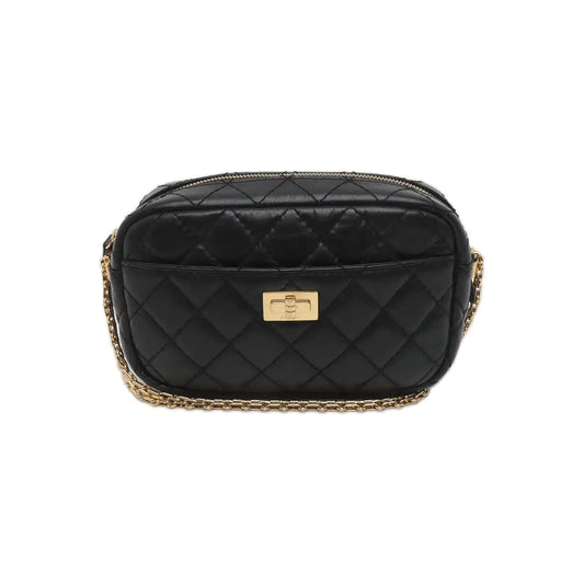 CHANEL 2.55 Mini Black Calfskin Quilted Shoulder Bag with Gold Hardware, 27 Clutch-(SKU)-935562436