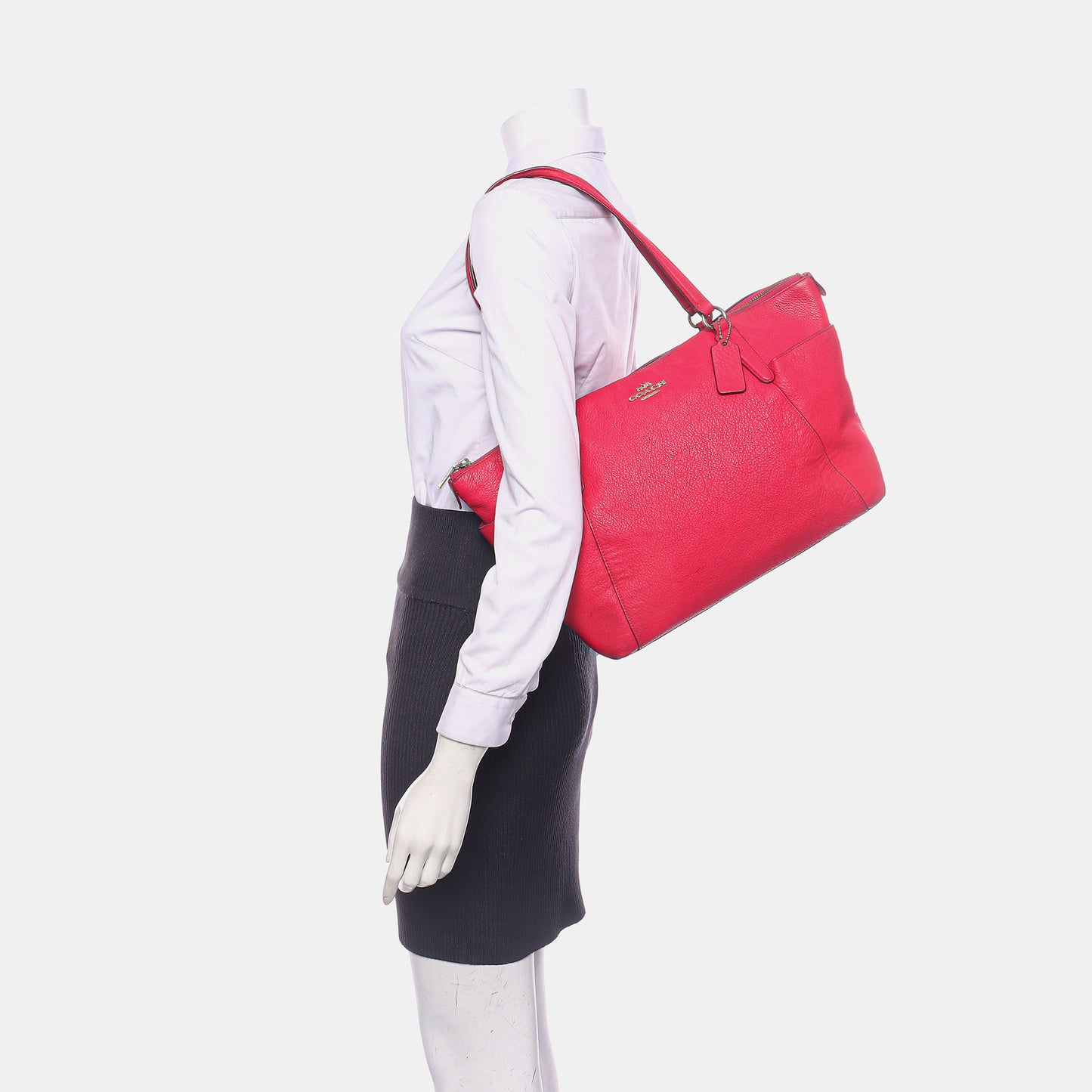 COACH CHARLIE CARRYALL Fuchsia Cowhide Carriage Shoulder Bag Handbag Golden hardware-(SKU)-939765439