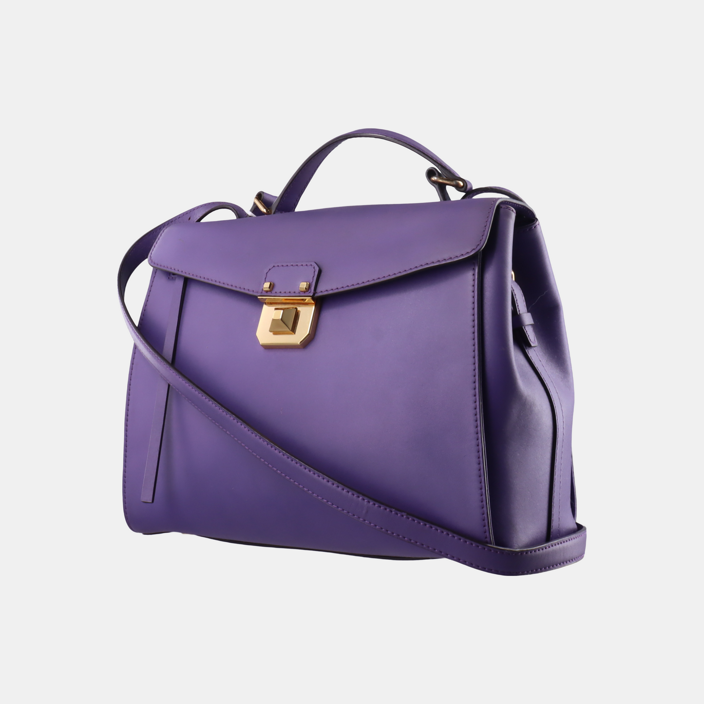 MCM Purple Leather Single Shoulder Bag Handbag Crossbody Bag Golden hardware Removable shoulder strap-(SKU)-14183353