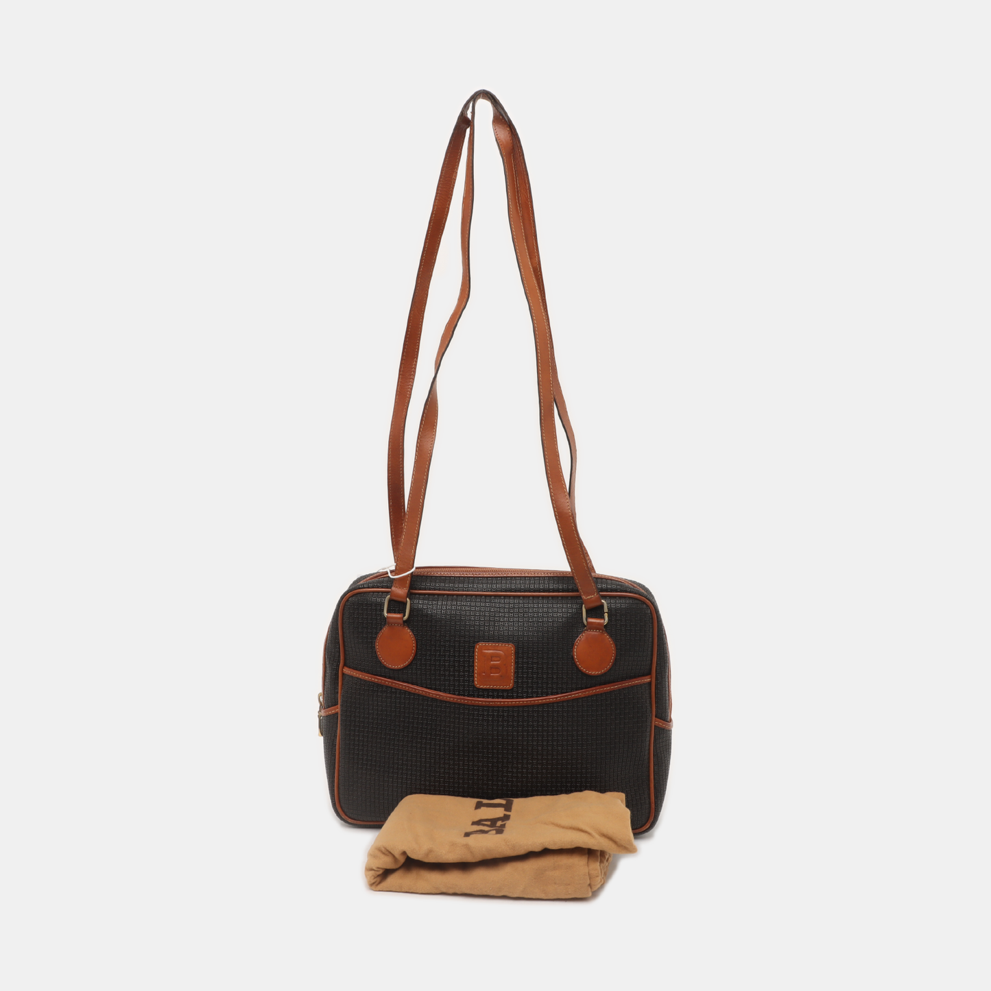 BALLY Black Cowhide Embossed Single Shoulder Bag Golden hardware-(SKU)-935601519