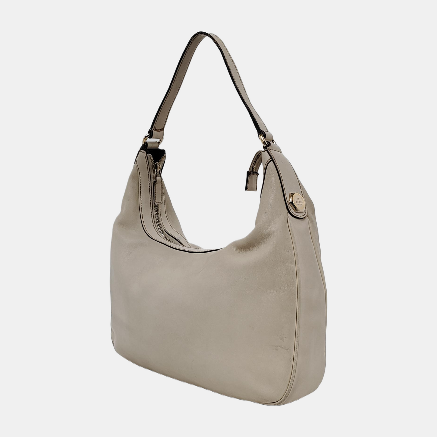 GUCCI White Cowhide Single Shoulder Bag Tote Golden hardware-(SKU)-944843713