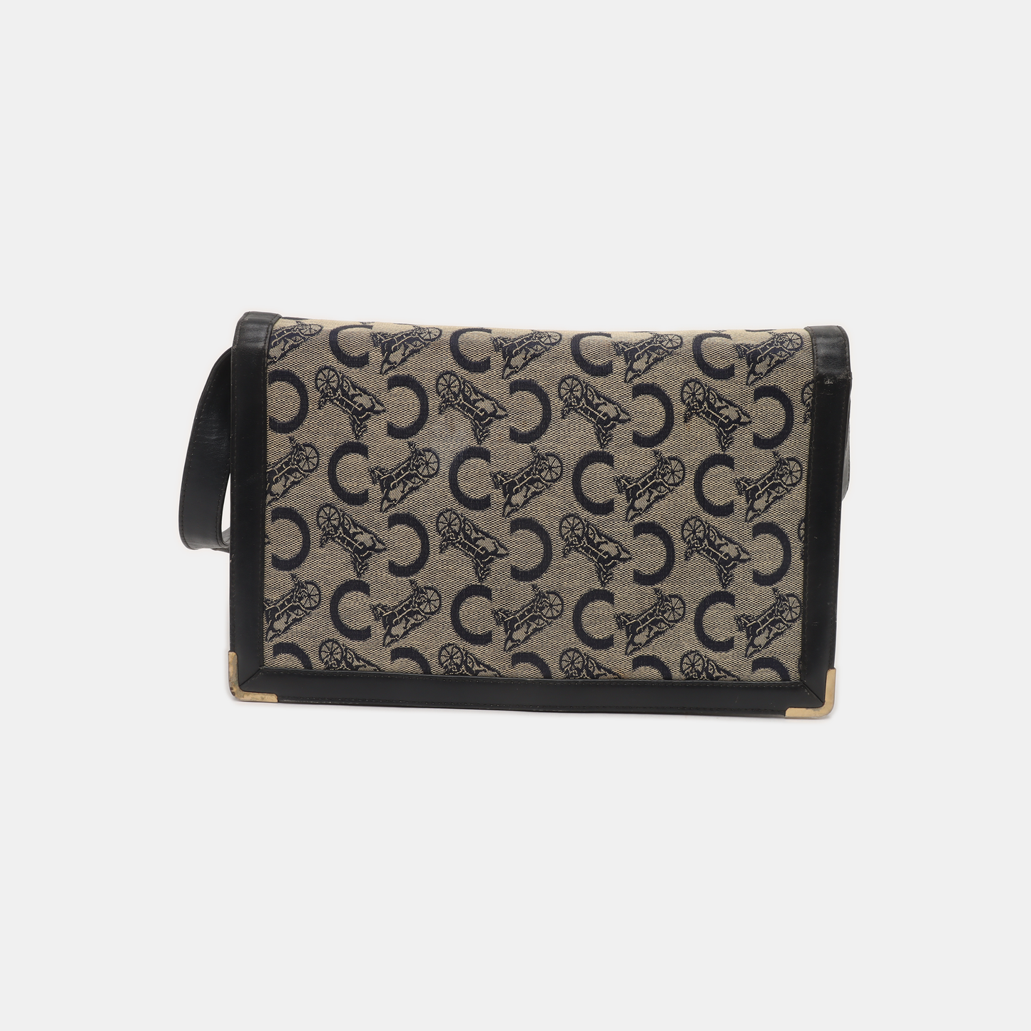 CELINE Gray Canvas Floral Single Shoulder Bag with Handbag Golden hardware Removable shoulder strap-(SKU)-937140931