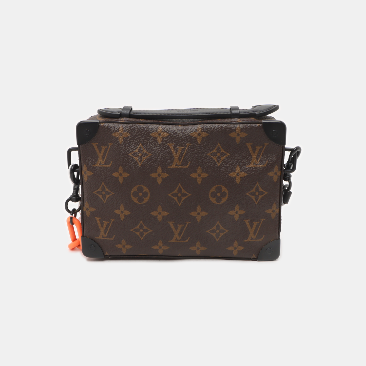 LOUIS VUITTON SOFT TRUNK Brown Coated Canvas Monogram Handbag Crossbody Shoulder Bag Black Hardware-(SKU)-14509670