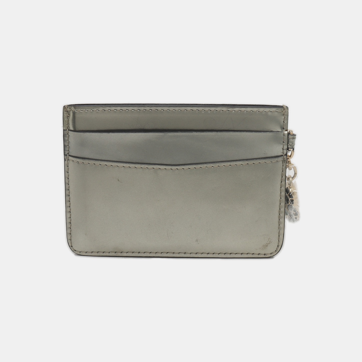 BVLGARI SERPENTI FOREVER Gray Cowhide Snake Head Card Case Golden hardware-(SKU)-935538588