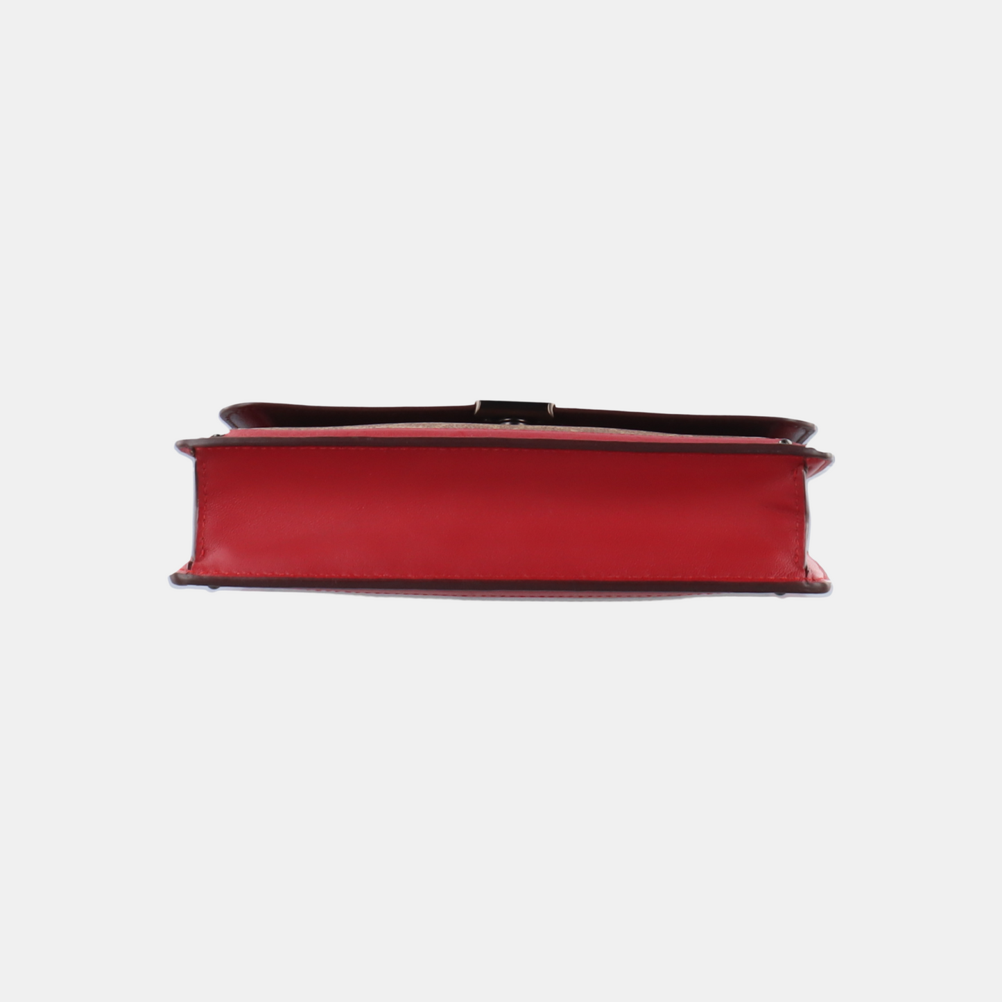 COACH Small size Red Leather Monogrammed Single Shoulder Bag Handbag Crossbody Black hardware shoulder straps-(SKU)-933513610