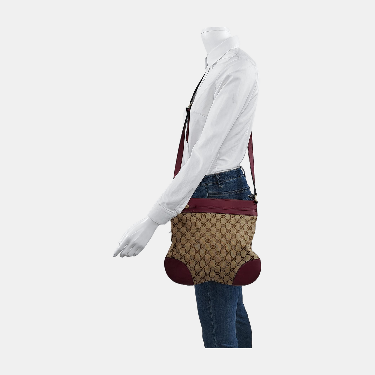GUCCI Mayfair Khaki Canvas Monogram Single Shoulder Bag Crossbody Bag Golden hardware-(SKU)-945060554