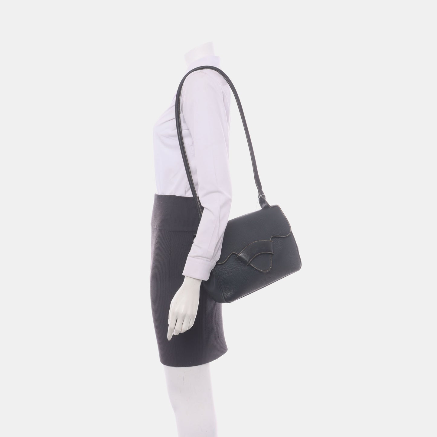 LOEWE Barcelona Dark Blue Cowhide Single Shoulder Bag Crossbody Bag Golden hardware-(SKU)-932491494