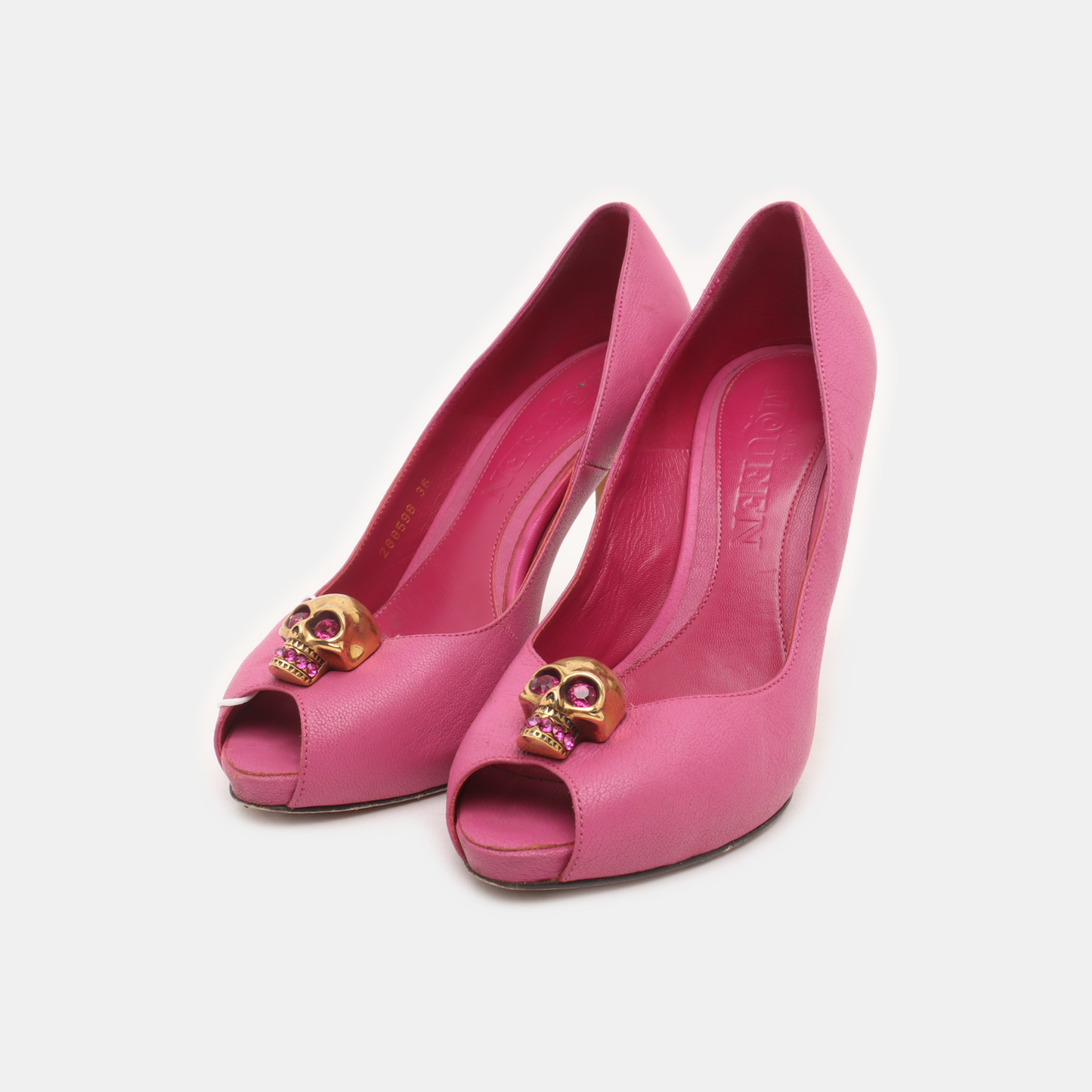 Alexander McQUEEN 36code Pink leather ladies high heels for spring and autumn-(SKU)-938526746
