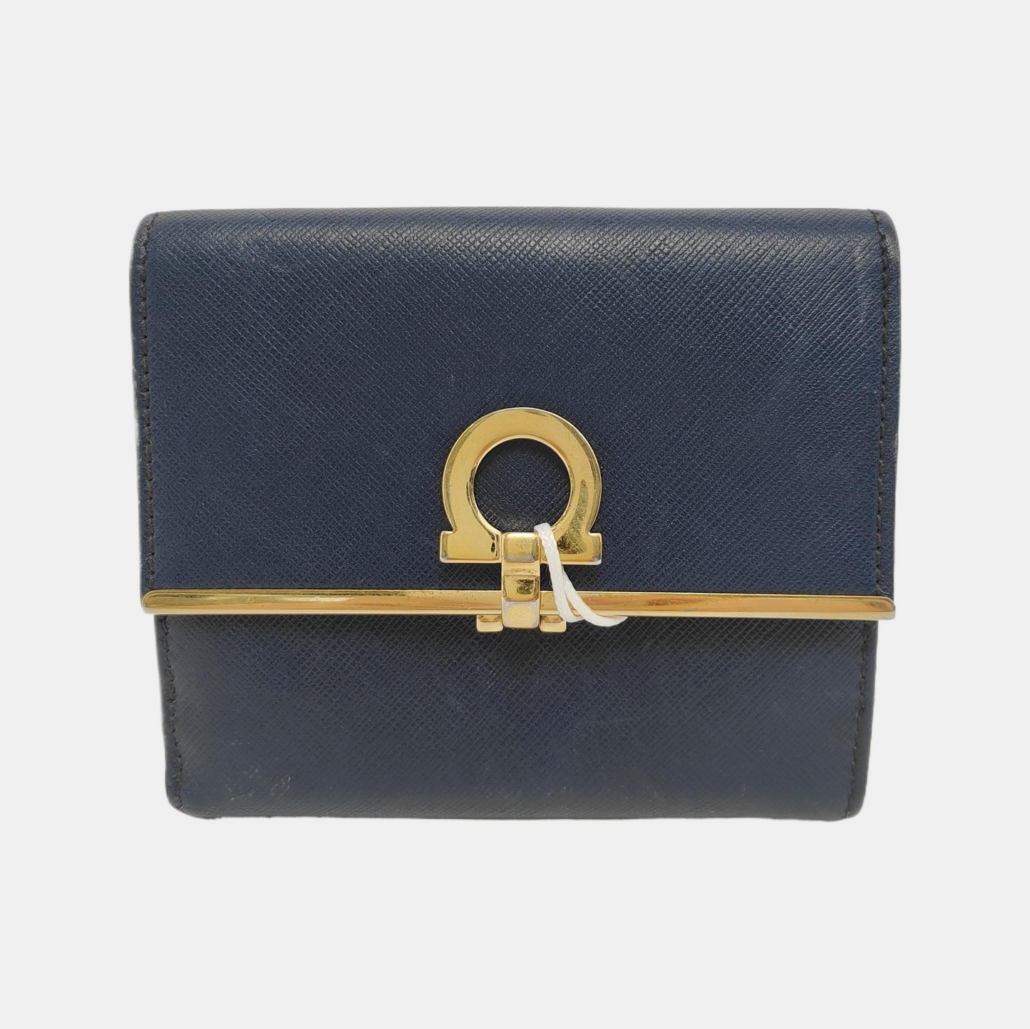 FERRAGAMO Gancio Blue Cowhide Embossed Wallet Golden hardware-(SKU)-942092441