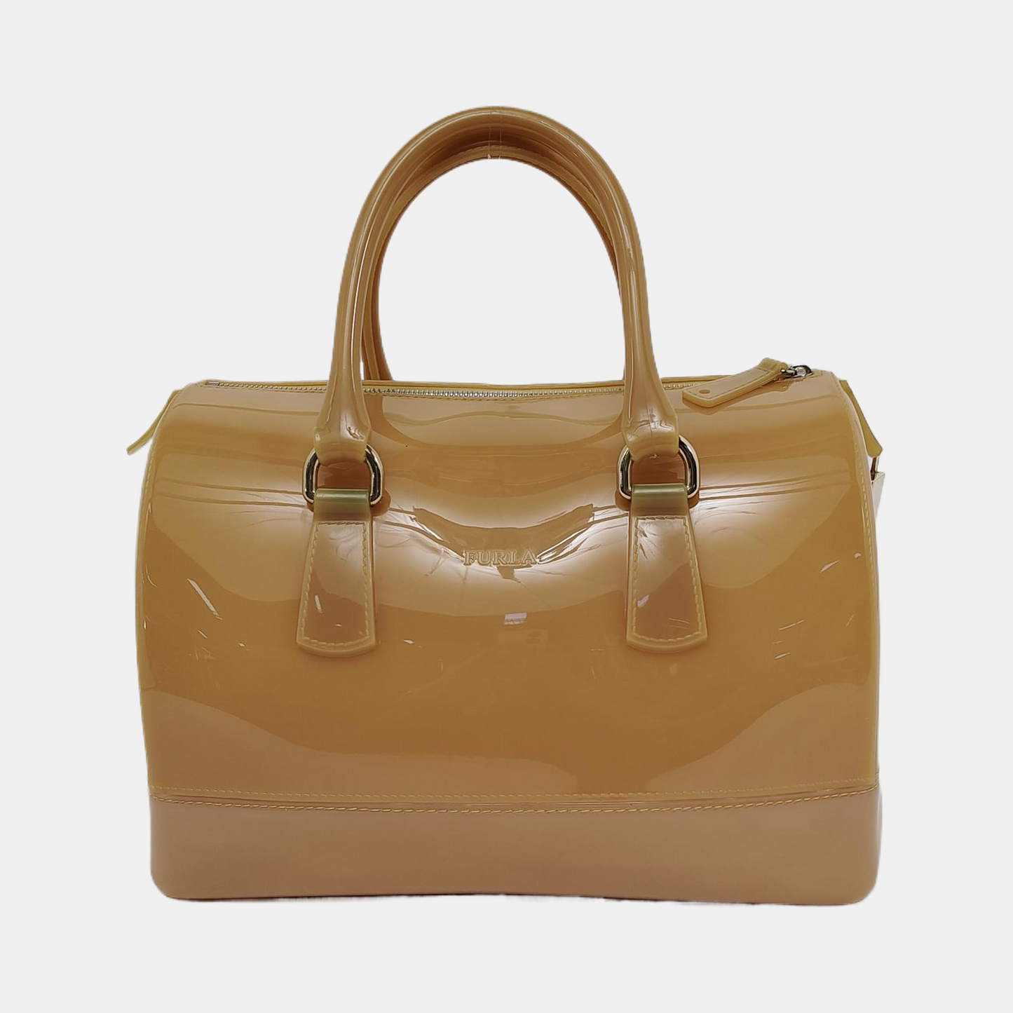 FURLA Candy Large size Brown special material handbag Golden hardware-(SKU)-944064333