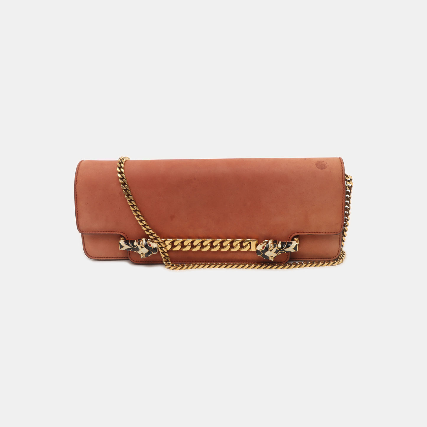 GUCCI Brick Red Cowhide Crossbody Bag Golden hardware Removable shoulder strap-(SKU)-935412398