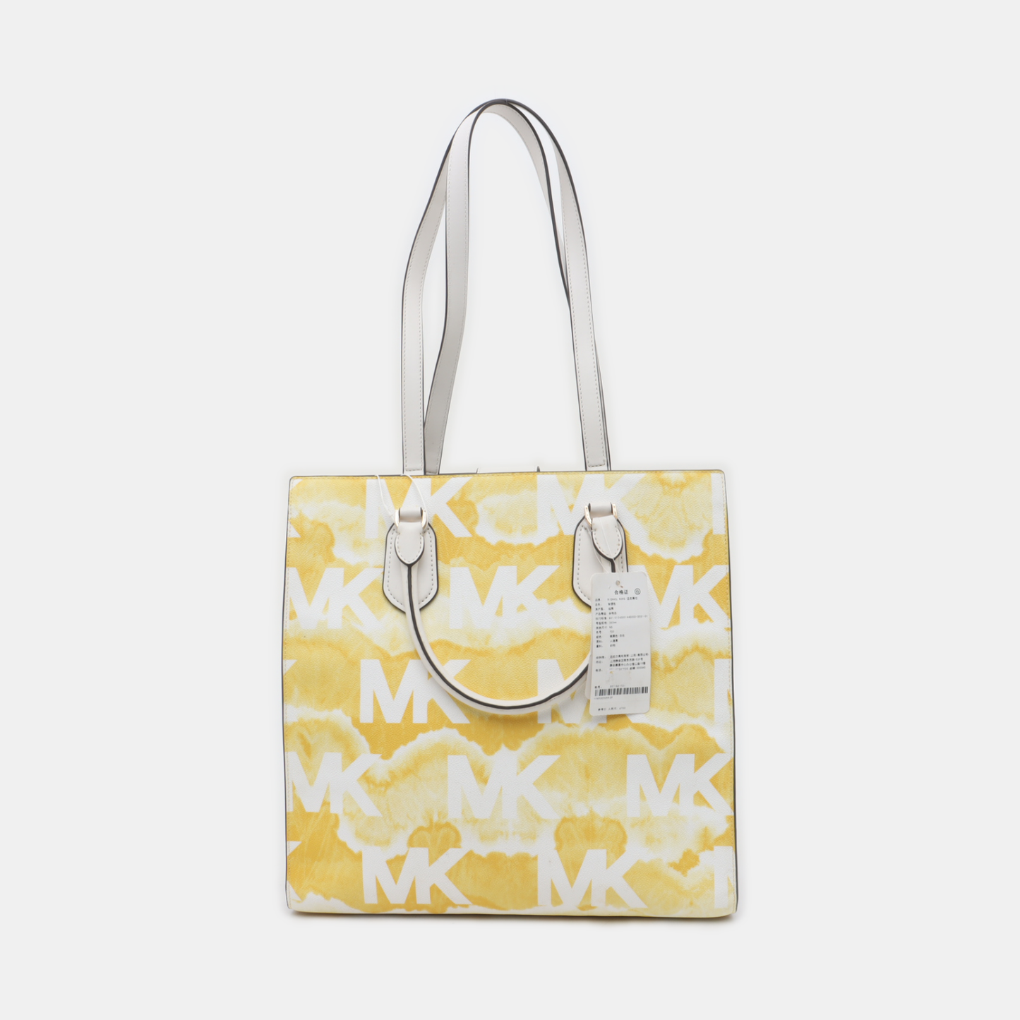 MICHAEL KORS Mercer Yellow Coated Canvas Monogrammed Single Shoulder Bag Handbag Golden hardware-(SKU)-937777221