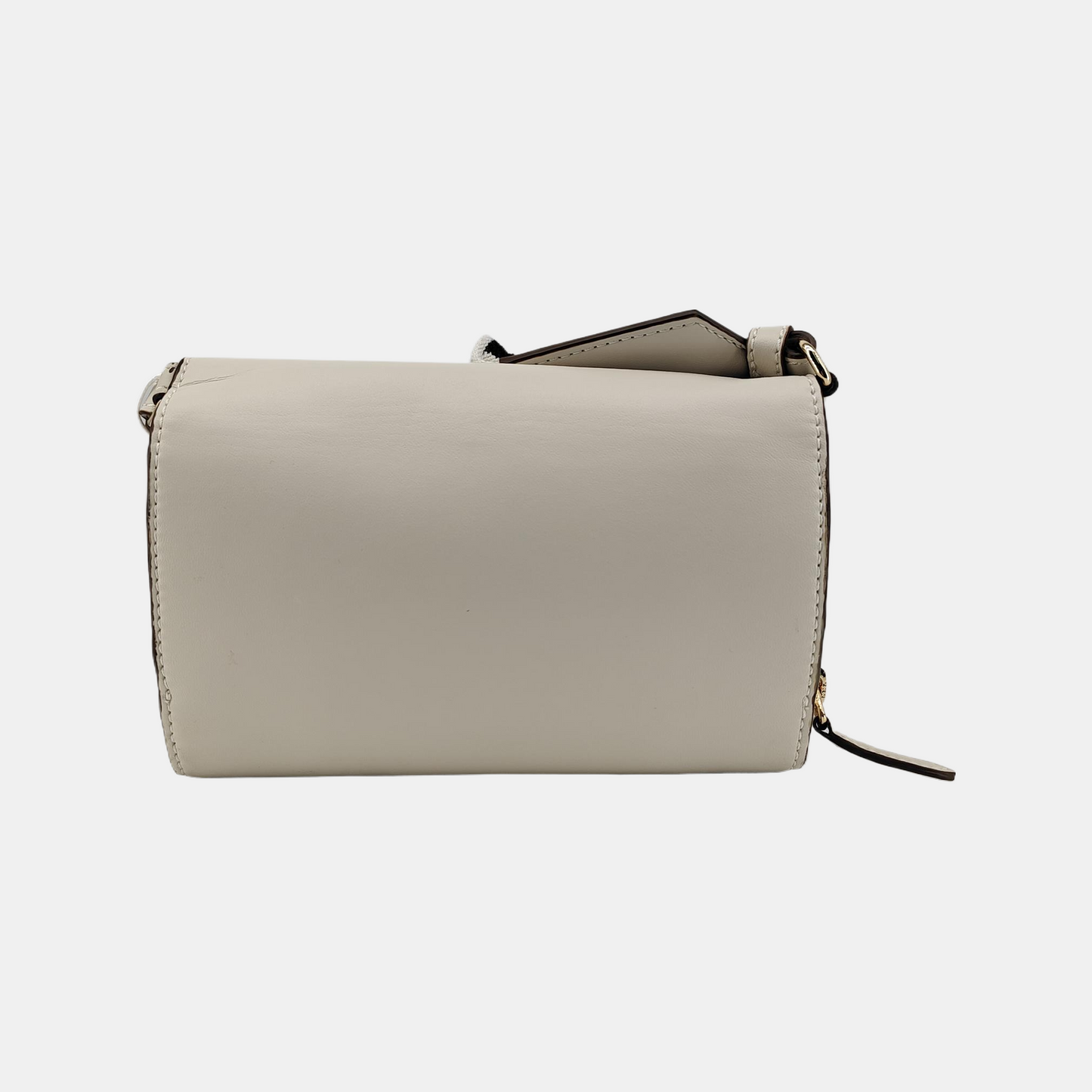 STELLA McCARTNEY Stella Logo White Leather Cutout Floral Crossbody Bag Single Shoulder Bag Golden hardware Removable shoulder strap-(SKU)-940252376