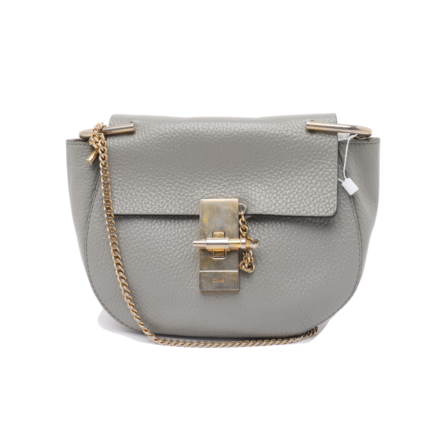 Chloé Drew mini Gray Calf Leather Piggy Bag Single Shoulder Bag Golden hardware Removable shoulder strap-(SKU)-13014062