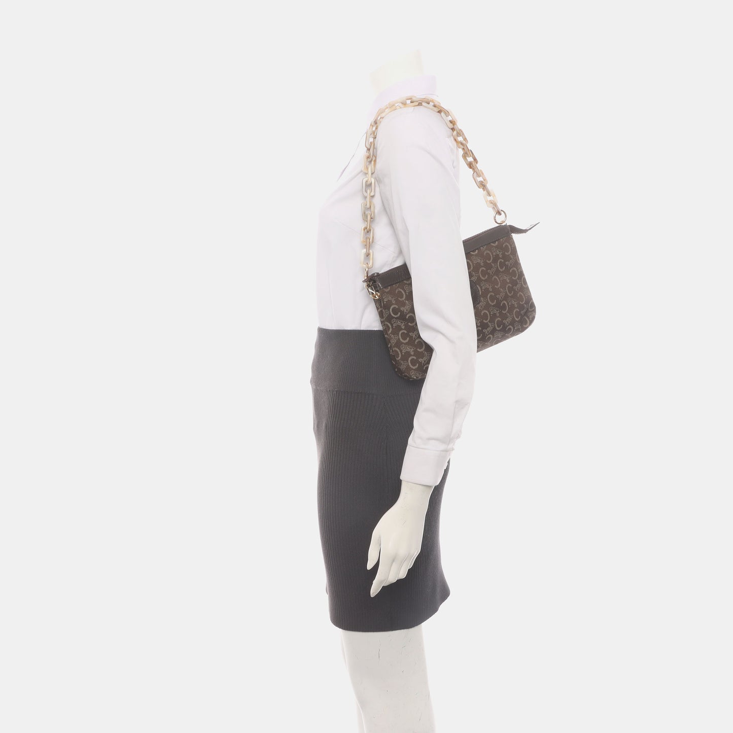 CELINE Brown Canvas Jacquard Clutch Bag Brown Hardware-(SKU)-936934886