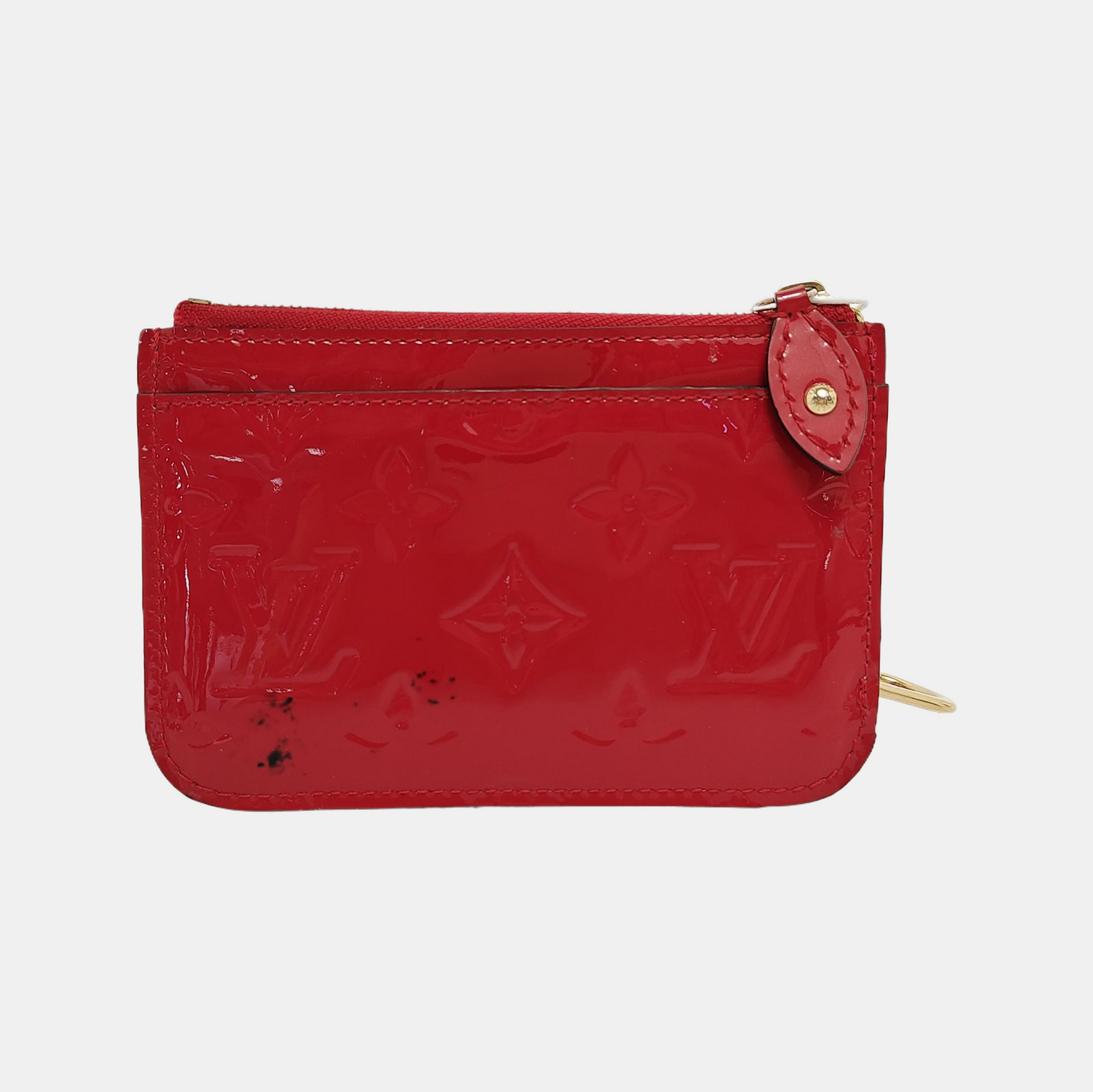 LOUIS VUITTON Red Patent Leather Textured Handbag Golden hardware-(SKU)-944993230