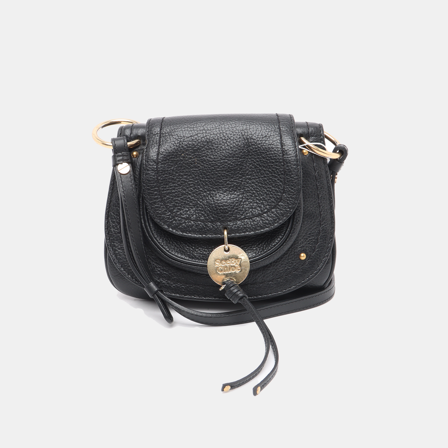 See By Chloé Polly Black Leather Single Shoulder Bag Golden hardware Removable shoulder strap-(SKU)-13199858