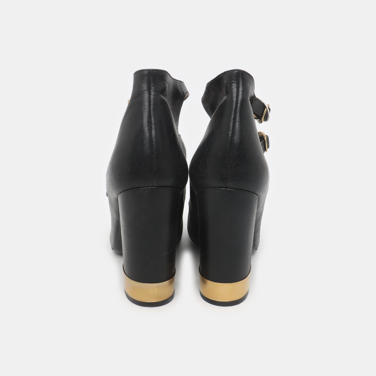 Chloé 38code Autumn and Spring Black Leather Women's High Heels-(SKU)-928396042