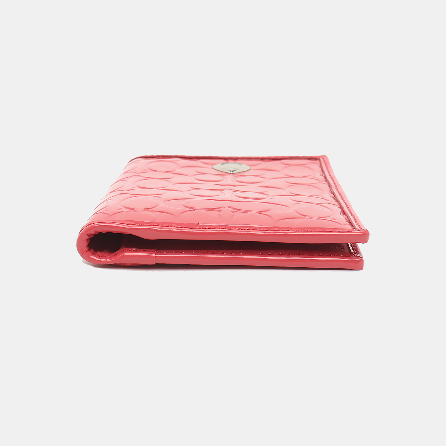 COACH Pink Patent Leather Old Flower Embossed Wallet Silver Hardware Vintage model-(SKU)-12674757