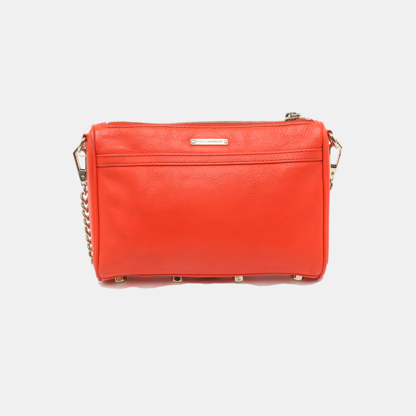 REBECCA MINKOFF M.A.C. Orange Red Cowhide Single Shoulder Bag, Crossbody Golden hardware Removable shoulder strap-(SKU)-935255906