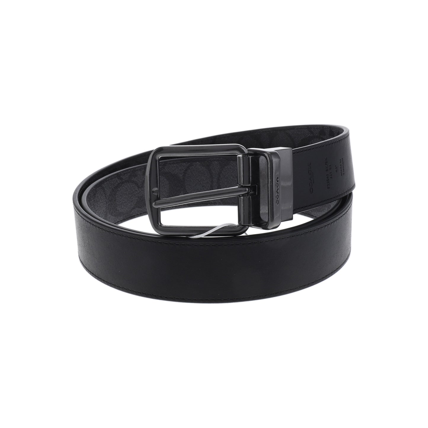 COACH Black Leather Buckle Men's Belt Long129cm Width4cm-(SKU)-940205190