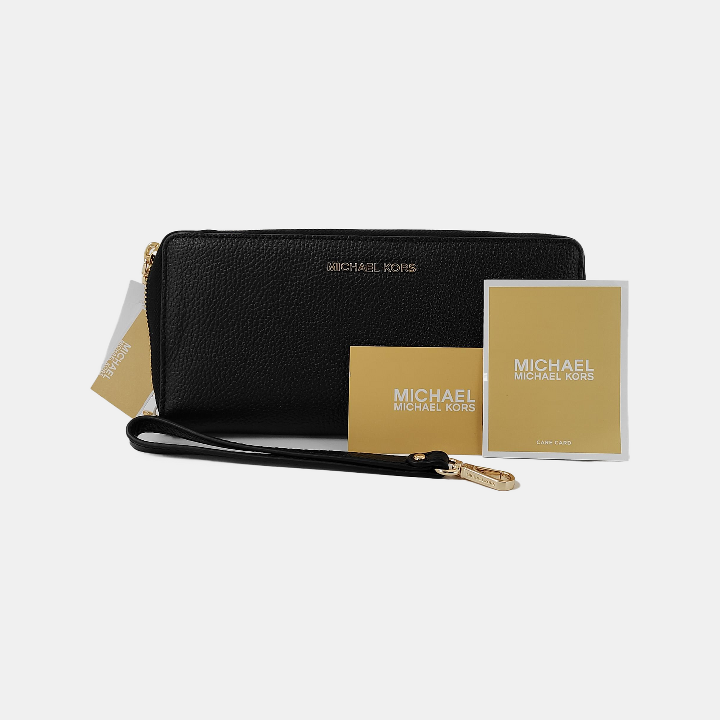 MICHAEL KORS Black Leather Wallet Golden hardware-(SKU)-942270636