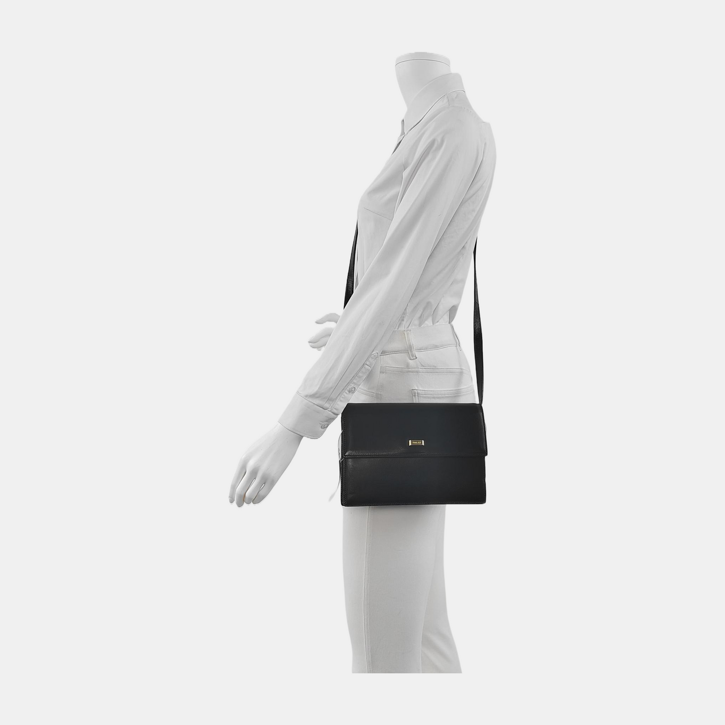 BALLY Black Leather Crossbody Bag Single Shoulder Bag Golden hardware Removable shoulder strap-(SKU)-939584253