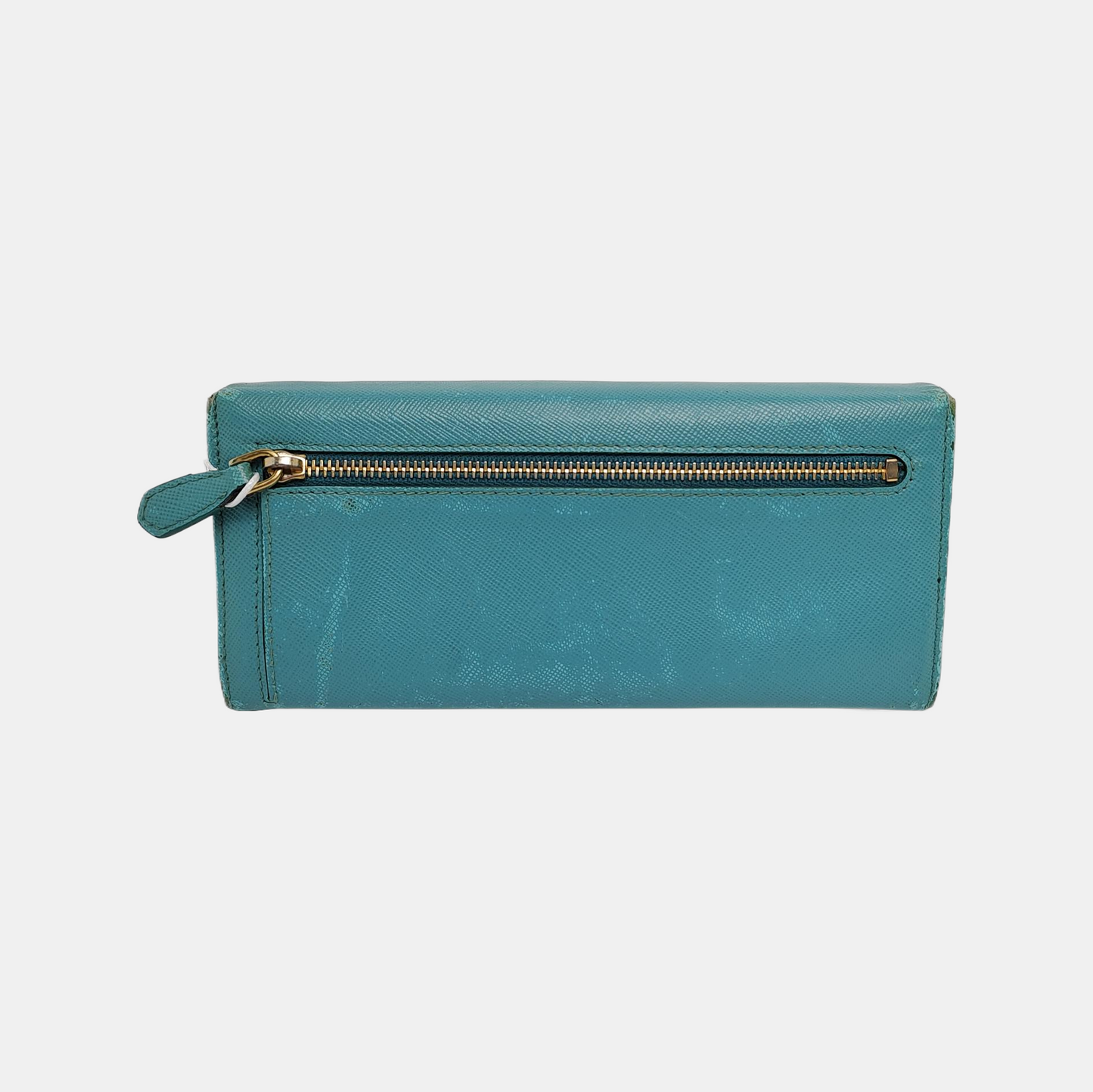 PRADA Fold Wallet浅蓝色皮革徽标,十字纹钱包-(SKU)-942554467