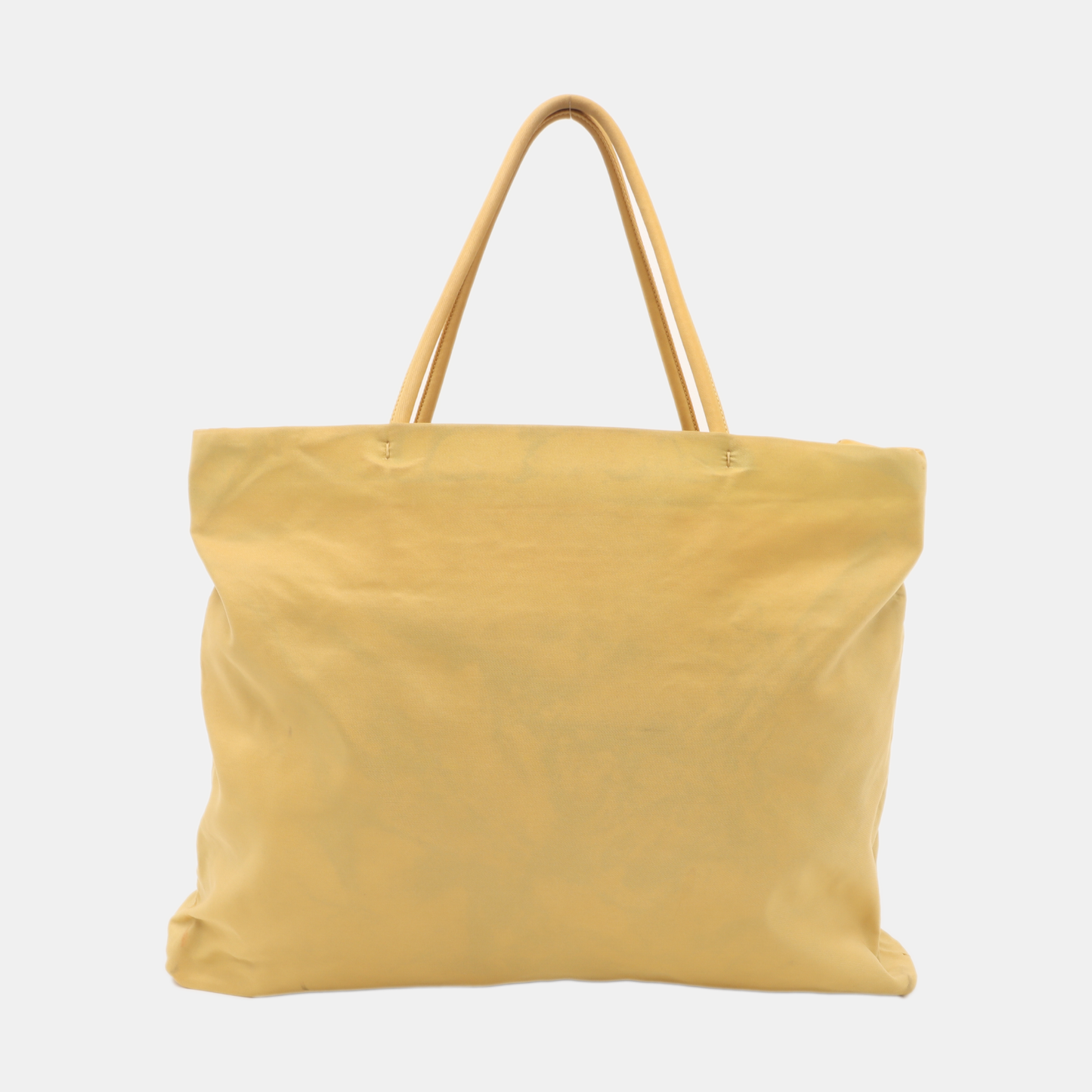 PRADA Tote bag Yellow Nylon Logo Handbag Single Shoulder Bag Silver Yellow Hardware-(SKU)-14295634