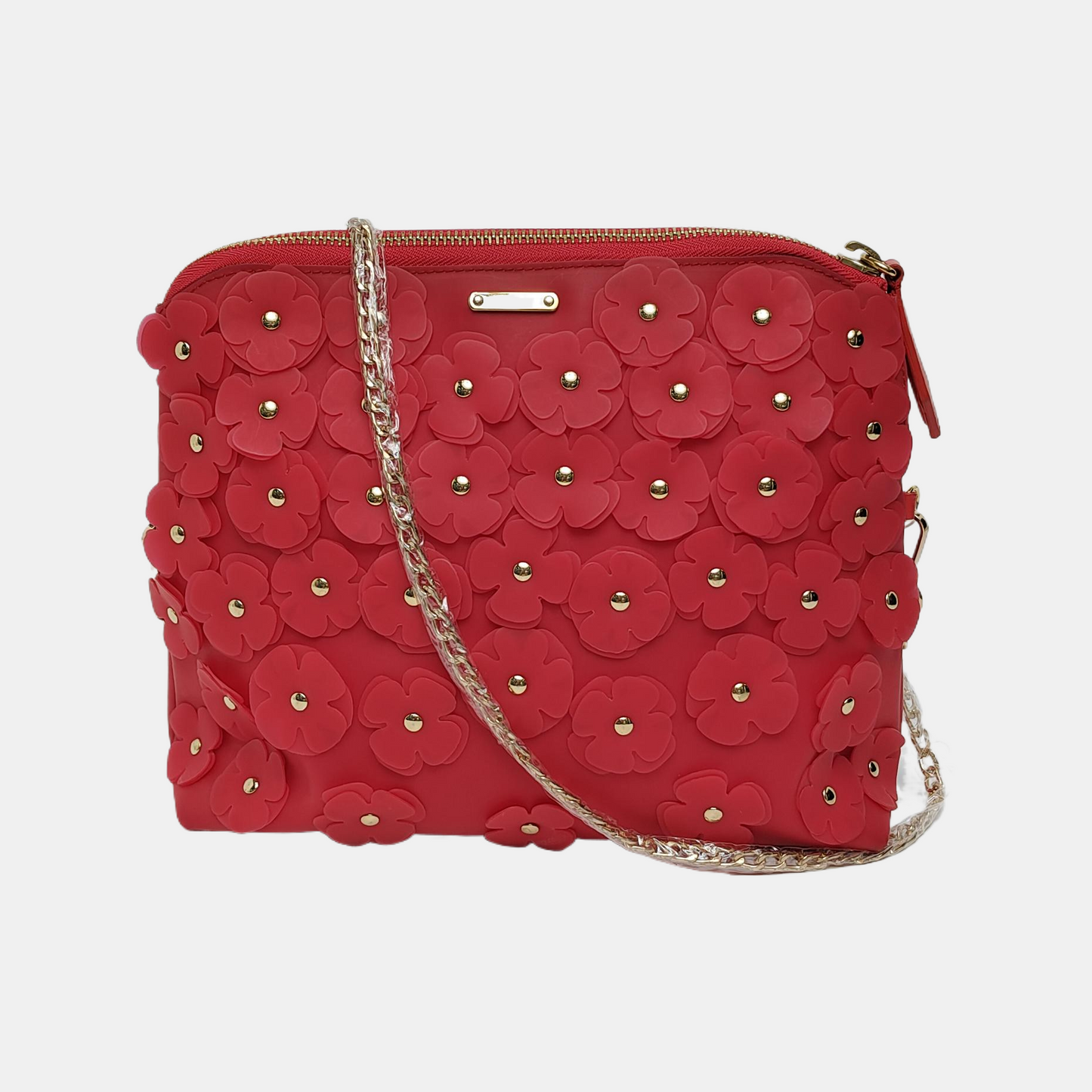 BURBERRY Red Special Material Studs Patchwork Shoulder Bag Crossbody Bag Handbag Golden hardware-(SKU)-942372991