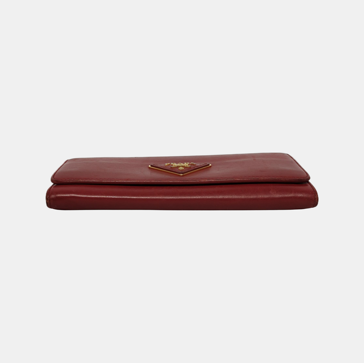 PRADA Red Cowhide Logo Wallet Golden hardware-(SKU)-942850390