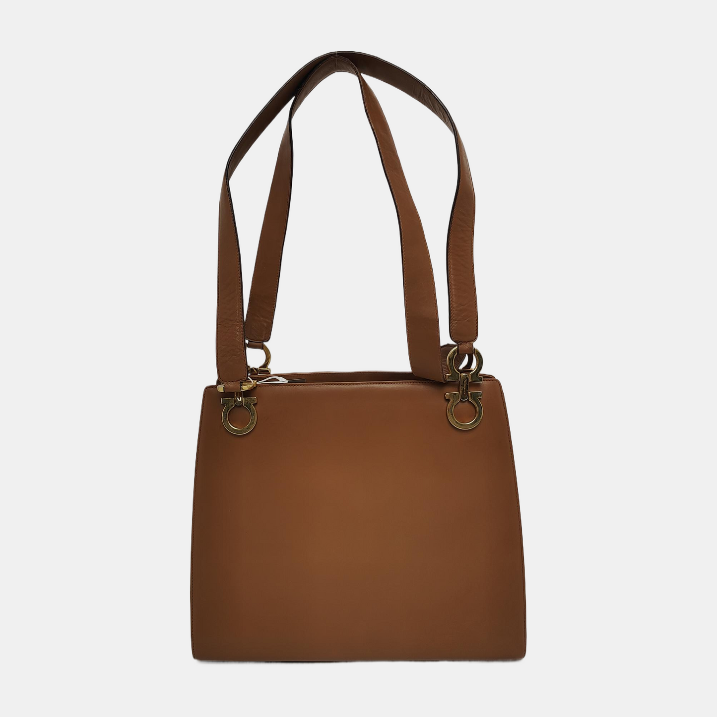 FERRAGAMO Tote bag Brown Cowhide Single Shoulder Bag Tote Golden hardware-(SKU)-941975755