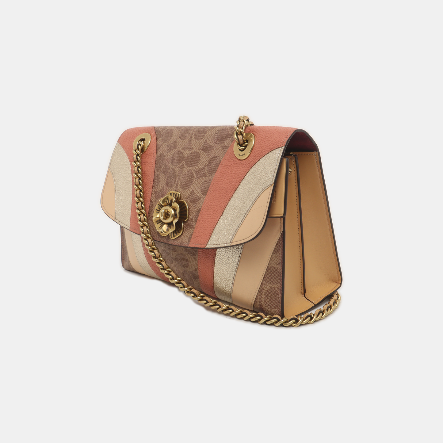 COACH PARKER 26 Multicolor Coated Canvas Monogram Camellia Crossbody Shoulder Bag Golden hardware-(SKU)-939985782