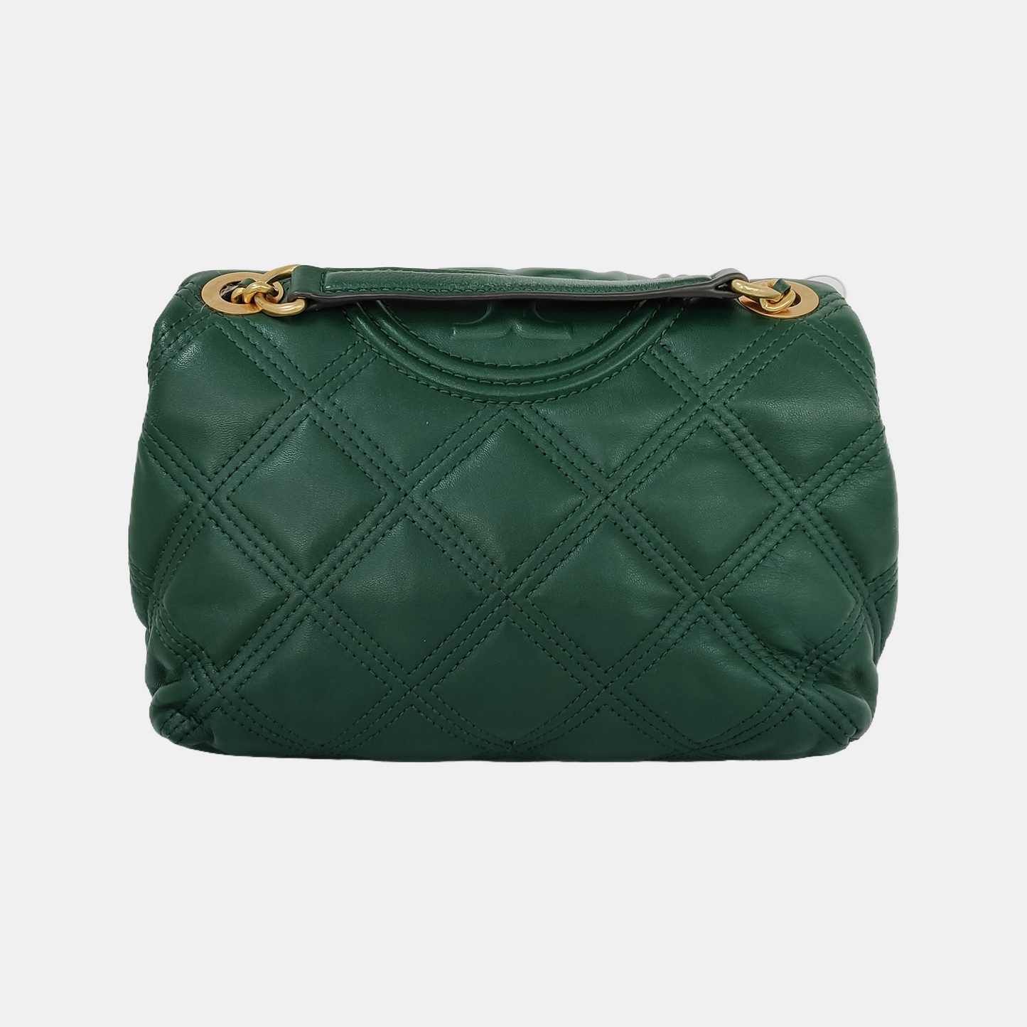 TORY BURCH Fleming Small size Dark Green Calfskin Quilted Crossbody Bag Single Shoulder Bag Golden hardware-(SKU)-942679197