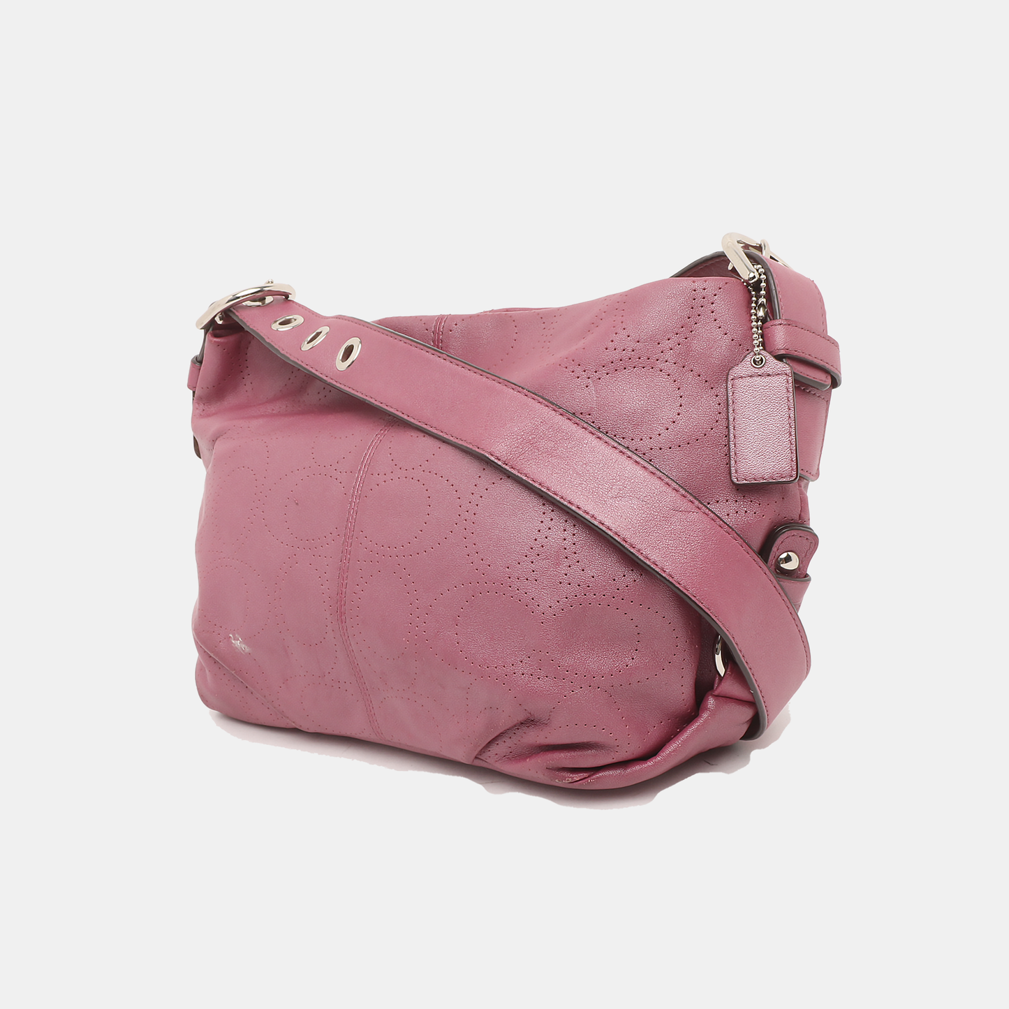 COACH Fuchsia Leather Cut-Out Sling Bag Silver Hardware Removable shoulder strap-(SKU)-928562151