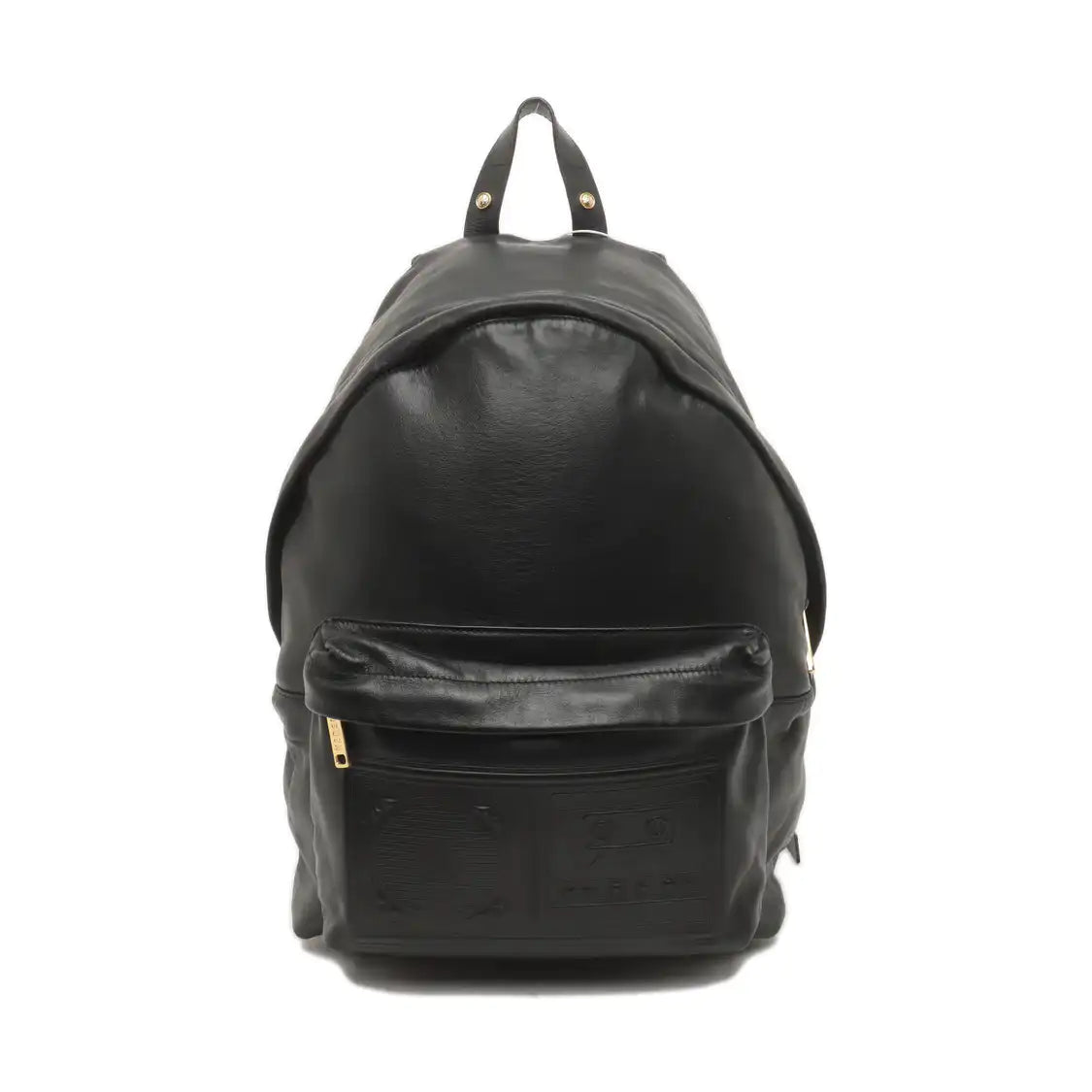 VERSUS VERSACE Black Leather Backpack Golden hardware-(SKU)-939542774