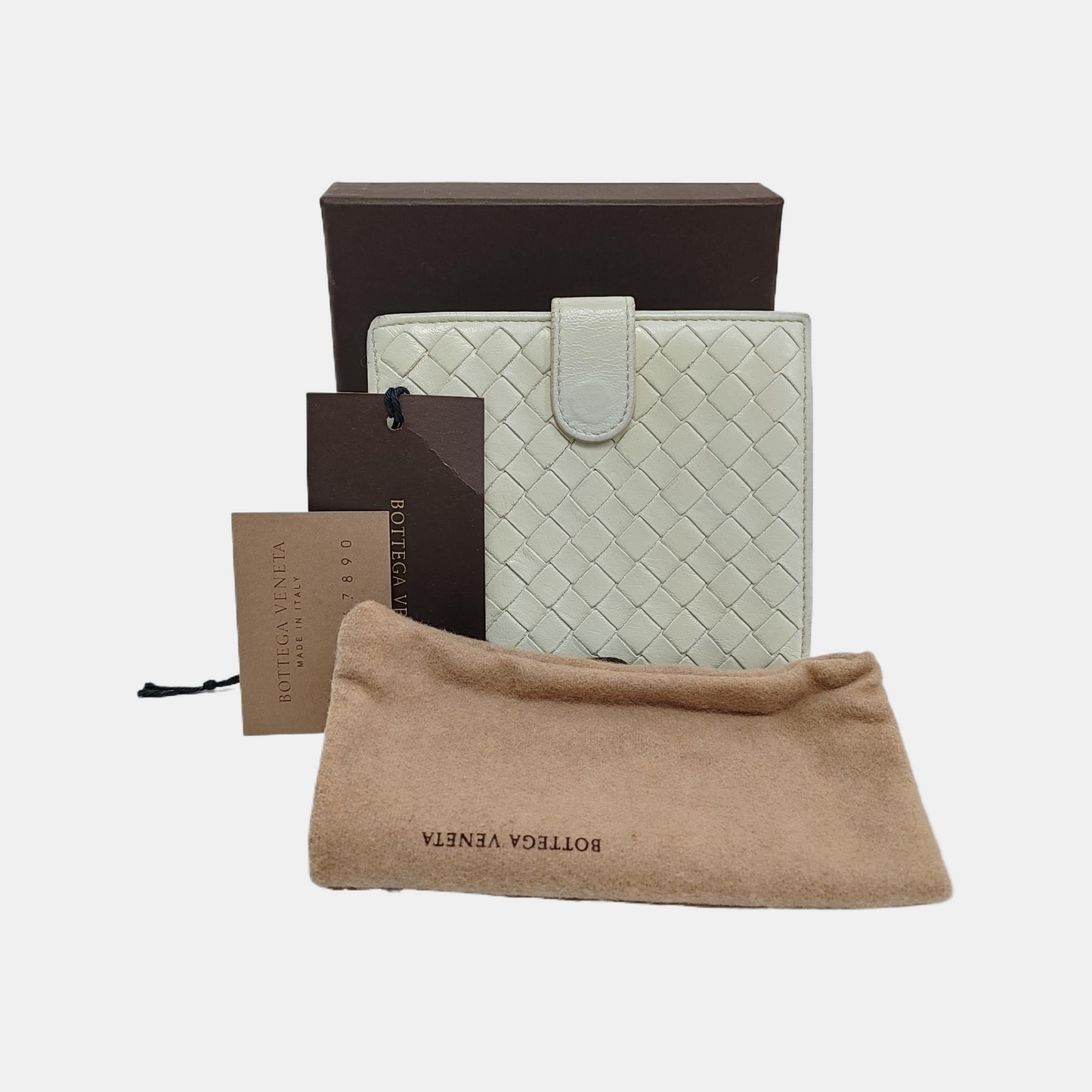 BOTTEGA VENETA White Cowhide Braided Wallet-(SKU)-945082548