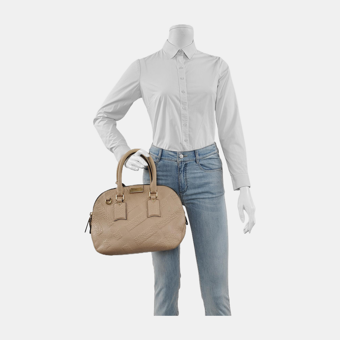 BURBERRY Sartorial Orchard Small size Nude Pink Cowhide Tote Bag Single Shoulder Bag Crossbody Golden hardware-(SKU)-943770411