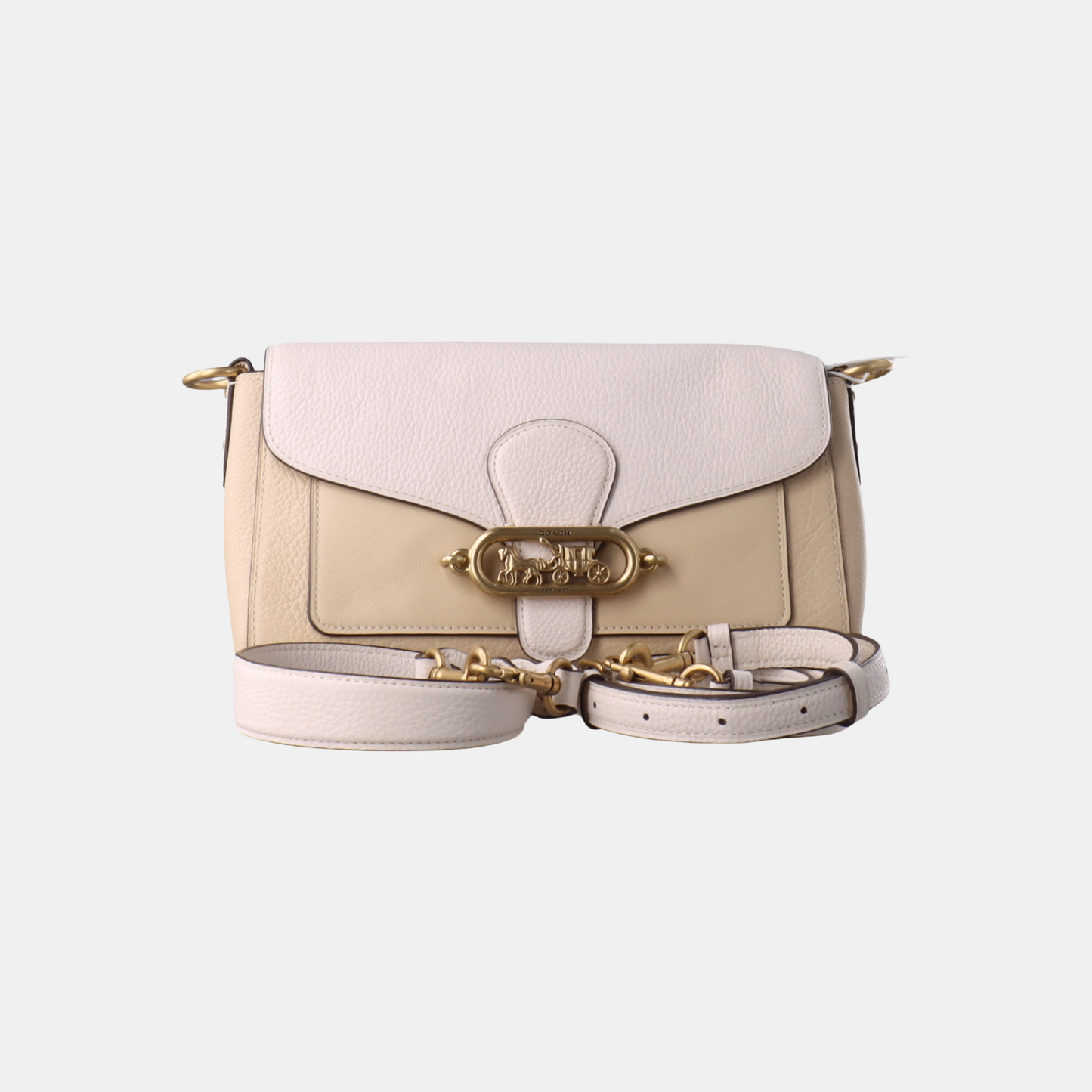 COACH 26 Beige leather carriage single shoulder bag, crossbody bag Golden hardware shoulder straps-(SKU)-933386227