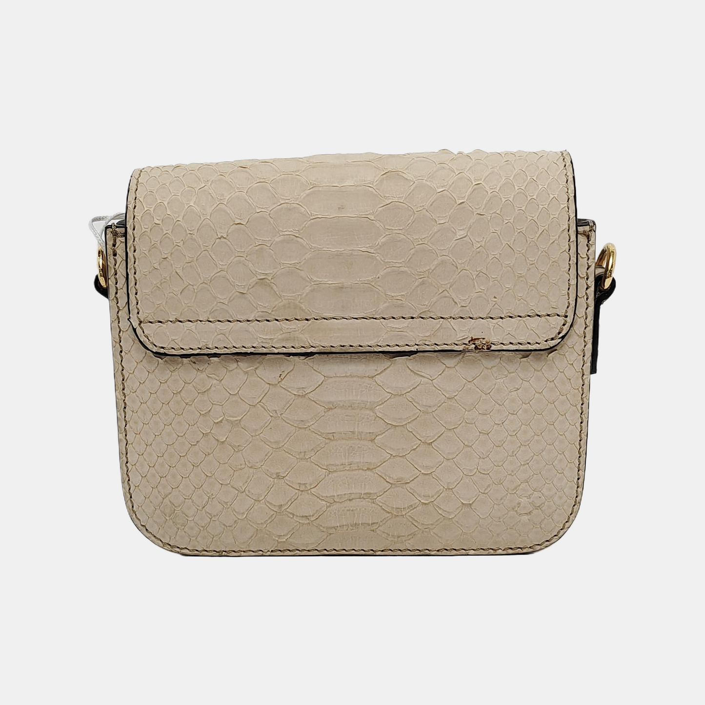 BURBERRY Langley Light Gray Leather Snake Pattern Single Shoulder Bag Crossbody Bag Golden hardware Removable shoulder strap-(SKU)-945572337