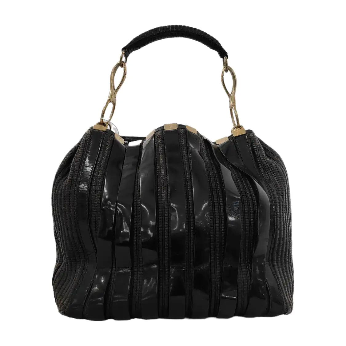 VERSACE Black Leather Single Shoulder Bag Handbag Golden hardware Removable shoulder strap-(SKU)-942991714