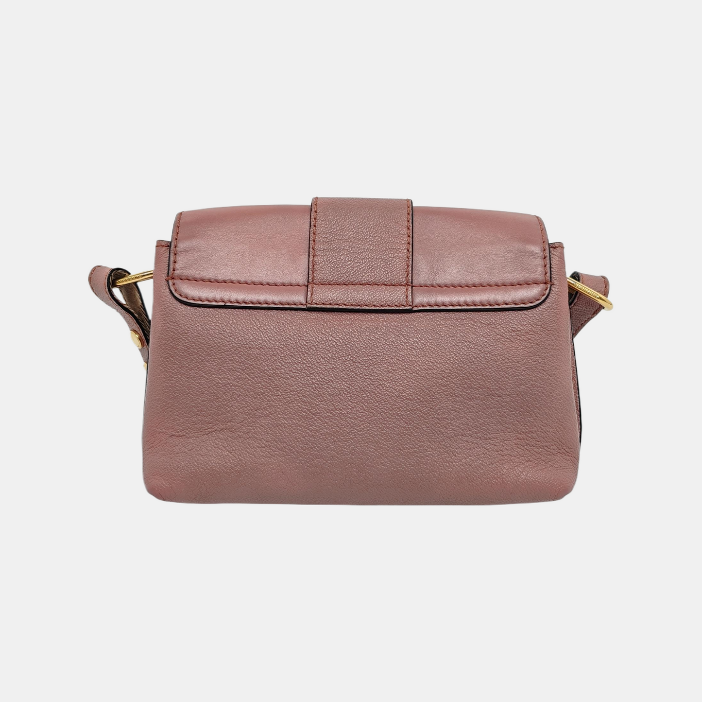 BURBERRY Buckle Beige Leather Crossbody Bag Single Shoulder Bag Golden hardware Removable shoulder strap-(SKU)-940108436