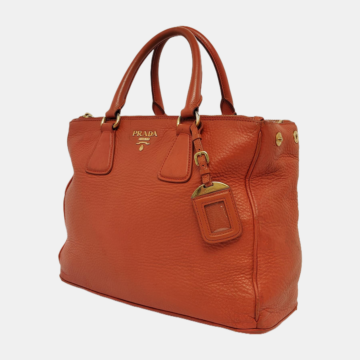 PRADA Tote bag Orange Cowhide Handbag Golden hardware-(SKU)-943907570